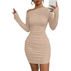 Off The Shoulder Dress for Women Khaki